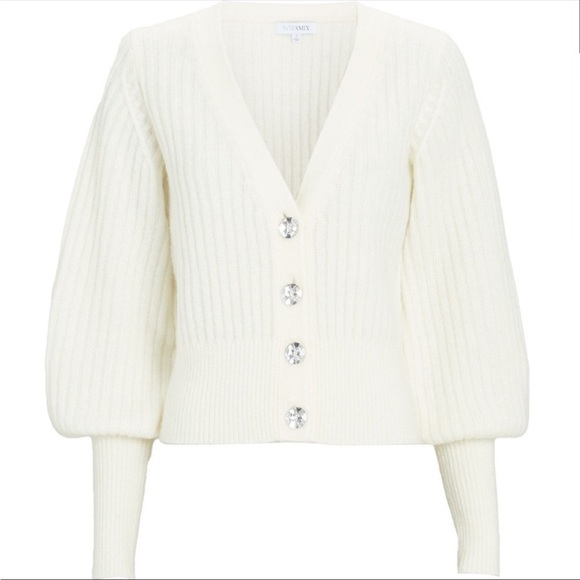 INTERMIX Ella Jewel Cardigan Wool Ivory 
Sweater Size Small - Picture 2 of 13